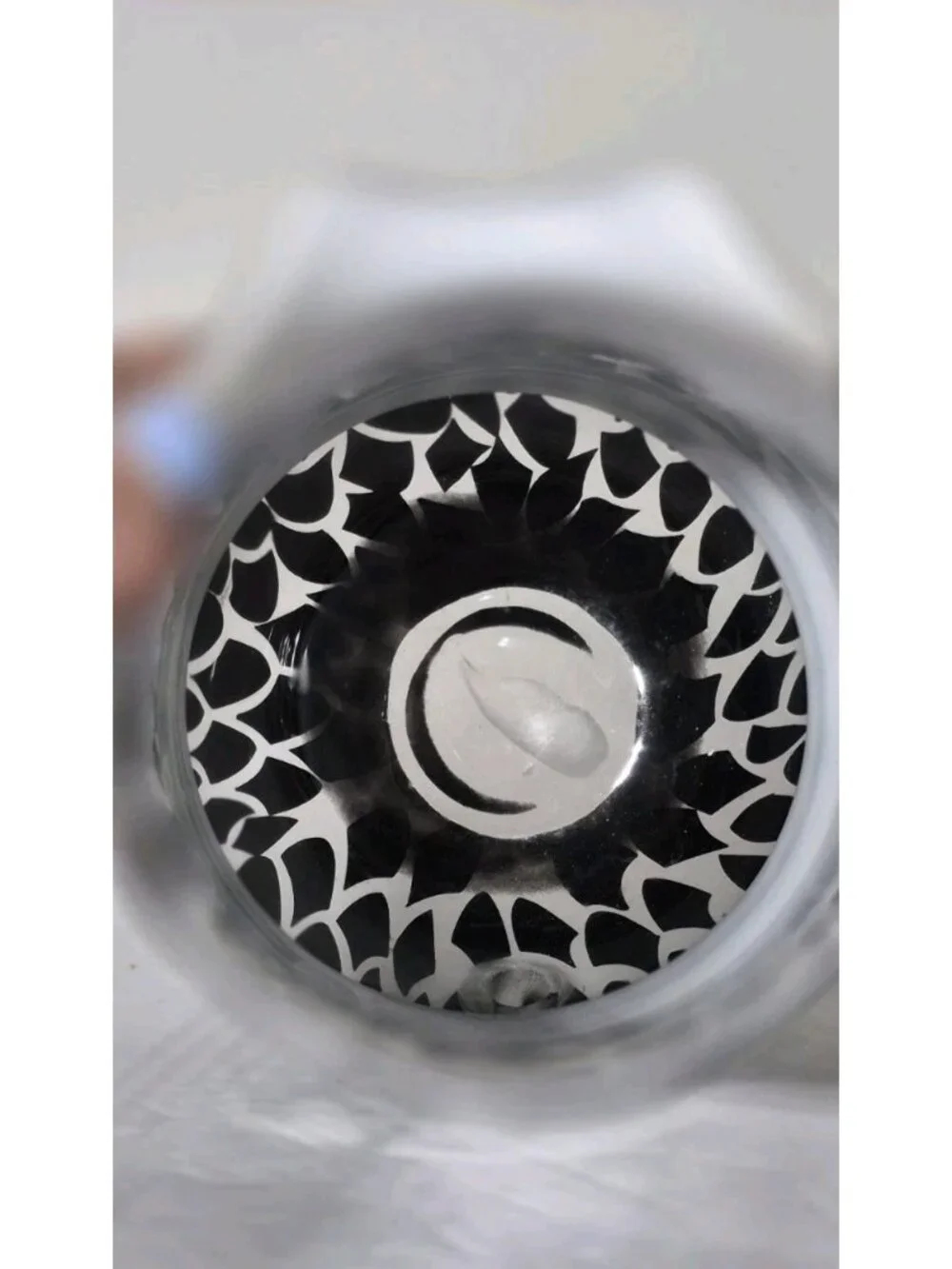Murano Style Black White Owl Art Glass Vase Cased Glass Big Eye Design